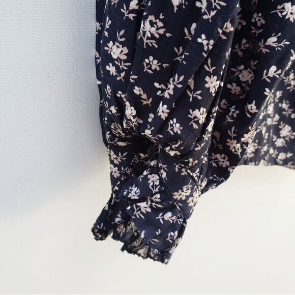 Joie Blouse Women's XXS Blue Senyana Navy Ditzy Cottagecore Floral Popover Top - Picture 6 of 16